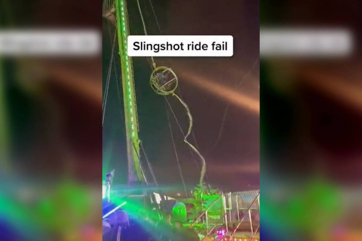 El juego del parque de diversiones Winter Wanderland se desprendió de una de las sogas que lo sostenía y los ocupantes de la esfera la pasaron realmente mal