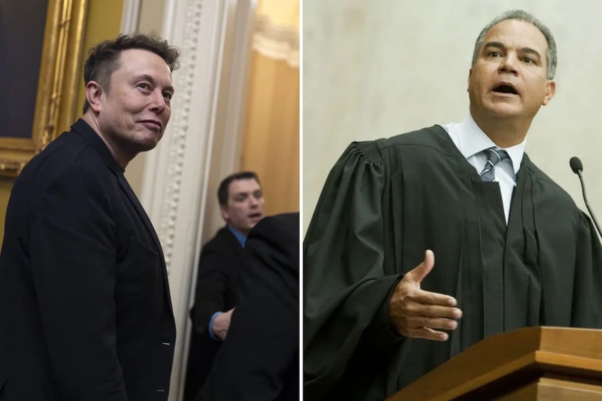 El juez Christopher Cooper (derecha) ordenó al DOGE, liderado por Elon Musk (izquierda), hacer públicos sus registros