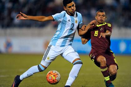 Con el Sub 20 de la Argentina ante Venezuela en el Sudamericano de 2017