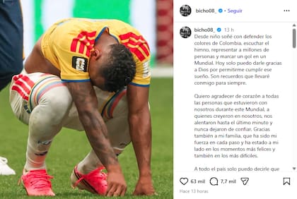 El jugador y su descargo en su perfil de Instagram