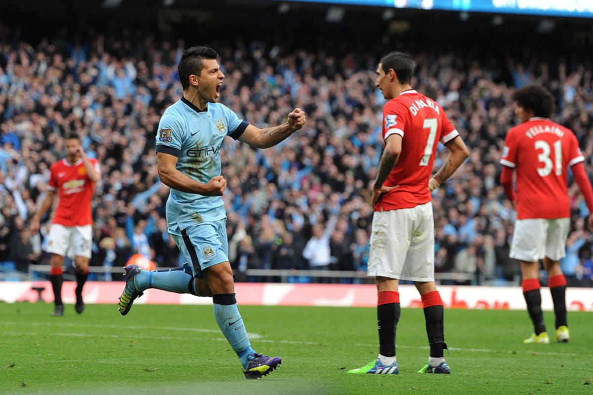El Kun Agüero festeja y Di María lo sufre