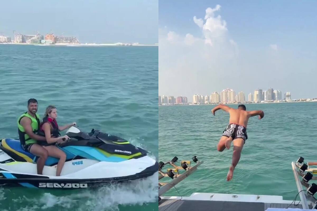 El Kun Agüero, Sofía Calzetti y Benjamín se divirtieron a bordo de un yate en Qatar