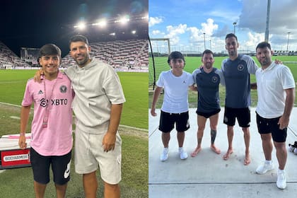 El Kun Agüero y Benjamín estuvieron juntos en Miami y se fotografiaron junto a Lionel Messi y Sergio Busquets