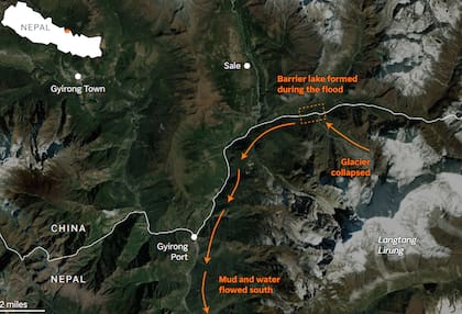 El lago nuevo está ubicado a más de 10 kilómetros del puerto de Gyirong