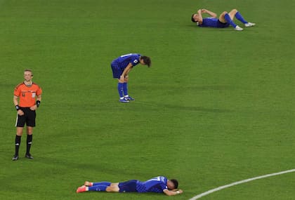 El lamento de los jugadores croatas tras la derrota con Portugal por 2-1