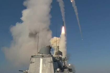 El lanzamiento de cuatro misiles rusos Kalibr en Ucrania