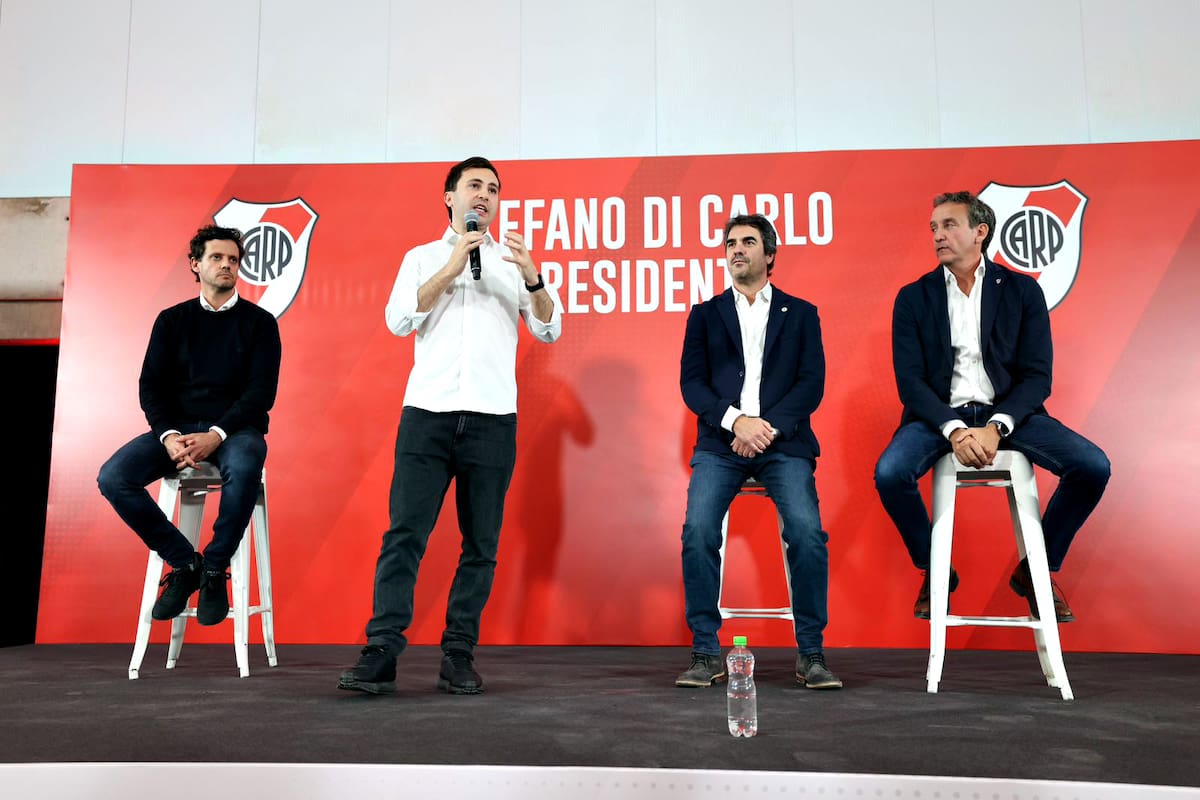 El lanzamiento de Stefano Di Carlo como candidato a presidente de River; por el cambio del estatuto, ahora habrá tres vicepresidentes.