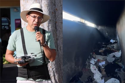 El latino dedica parte de su vida a un proyecto de limpieza de calles en Los Ángeles y mientras grababa un nuevo episodio halló a la pareja en el puente