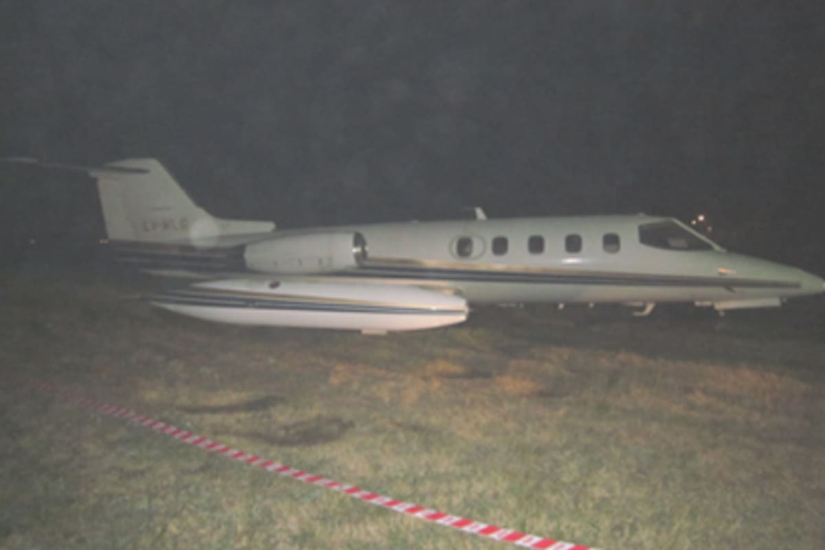 El Learjet 25-D (LV-WLG) detenido en su posición final en el Aeropuerto Internacional de San Fernando el 14 de Junio de 2016. (Imagen proporcionada por la Junta de Investigación de Accidentes de Aviación Civil)