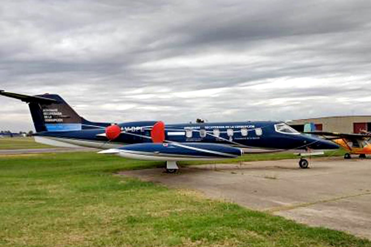 El Learjet 35A usado ronda en el mercado los 500.000 dólares: fue subastado en 1,7 millones de pesos