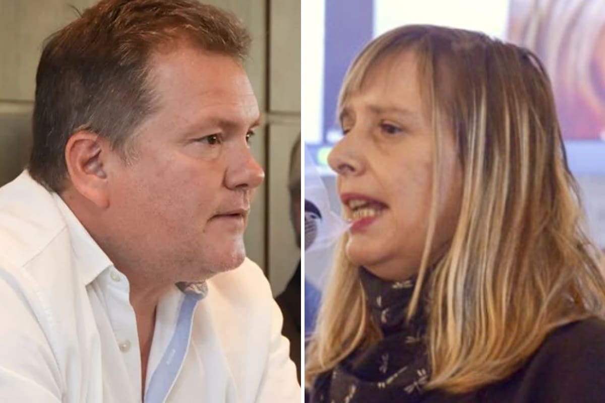 El legislador del PRO y vocero de Patricia Bullrich, Juan Pablo Arenaza, junto a la también legislador del FIT-U, Alejandrina Barry