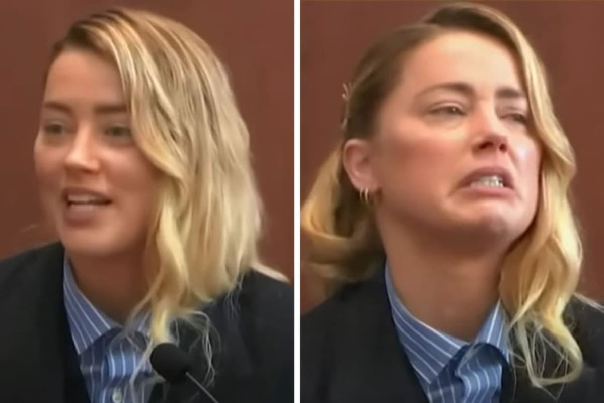 El lenguaje corporal de Amber Heard mientras daba sus declaraciones en el juicio donde Johnny Depp la demandó por 50 millones de dólares por difamación (Crédito: Captura de video/CourtTV)