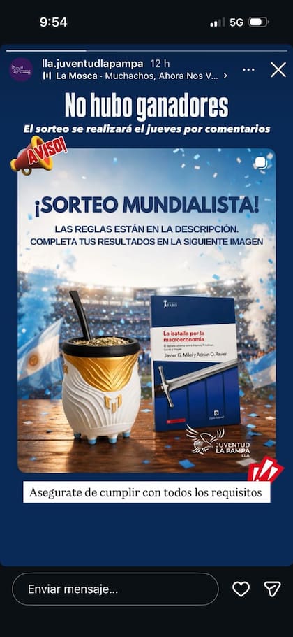 El libro de Milei-Ravier fue sorteado en Instagram, pero no hubo ganadores.