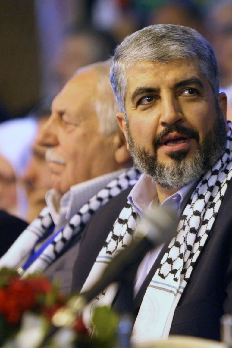 El líder de Hamás durante la apertura del National Palestinian Meeting en Damasco, Siria, enero de 2008 (Photo by Salah Malkawi/Getty Images)