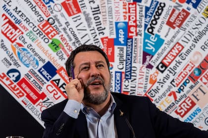 El líder de la Liga, vicepremier y ministro de Transporte, Matteo Salvini.(AP/Domenico Stinellis, File)