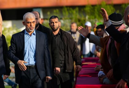 El líder del buró político de Hamas en Gaza, Yahya Sinwar, durante una celebración religiosa en la Ciudad de Gaza, el 14 de abril de 2023