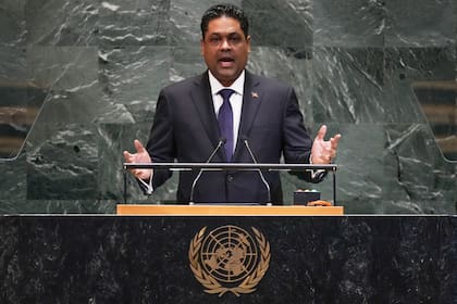 El líder del consejo presidencial de transición de Haití, Laurent Saint-Cyr, en la Asamblea General de las Naciones Unidas el 25 de septiembre del 2025
