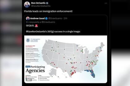 El líder del Estado del Sol publicó un mensaje para comunicar que Florida lidera la presencia de operativos en el país