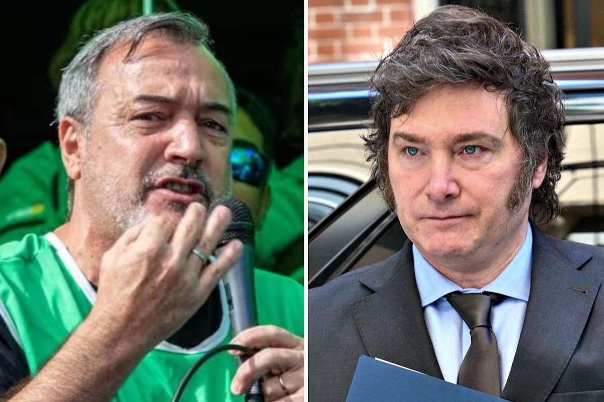 El líder sindical de ATE, Rodolfo Aguiar, junto al presidente Javier Milei