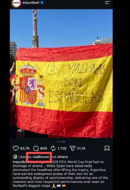 El like de Niall Horan que enfureció a sus fanáticos (Foto: Captura Instagram)