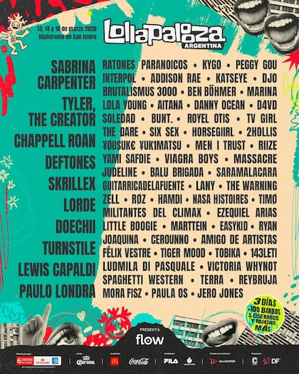 El line up del Lollapalooza 2026