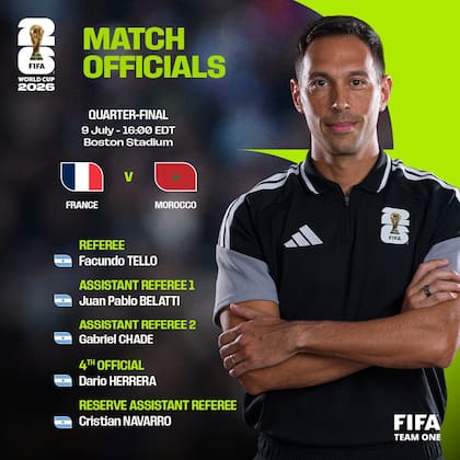 El listado completo para el arbitraje del partido entre Francia y Marruecos