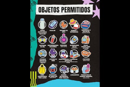 El listado de objetos permitidos para el Lollapalooza