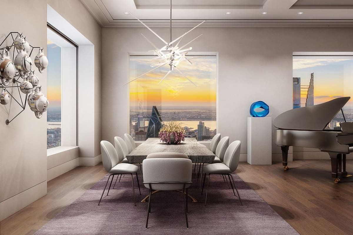 El living de una de las propiedades más caras a la venta hoy en Nueva York, según Street Easy