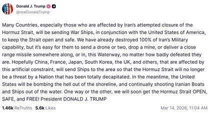 El llamado a cooperación internacional de Donald Trump este sábado.