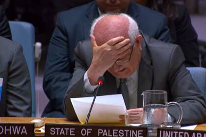 El llanto del embajador palestino en la ONU Riyadh Mansour