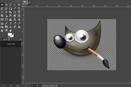El logo de GIMP abierto en la una de las versiones más recientes de este programa de edición de imágenes