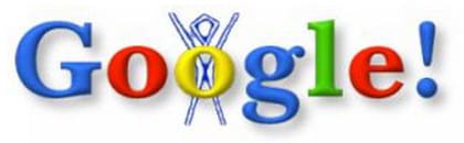 El logo de Google intervenido con la imagen de Burning Man Festival, en 1998