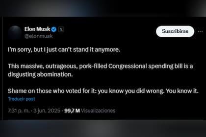 El magnate multimillonario expresó un duro apunte contra la administración Trump en redes sociales
