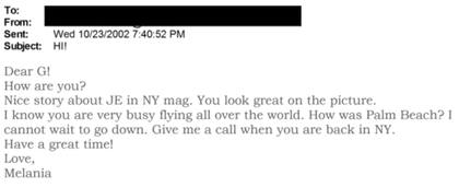 El mail que le habría mandado Melania Trump a Ghislaine Maxwell