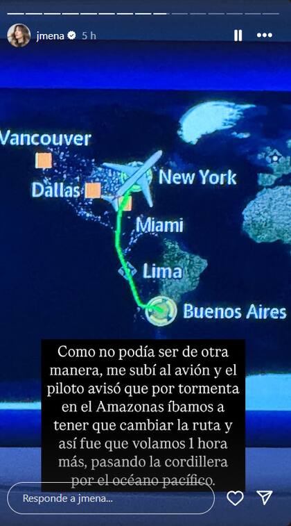 El mal momento de Jimena Barón durante su viaje a Nueva York (Captura: Instagram @jmena)