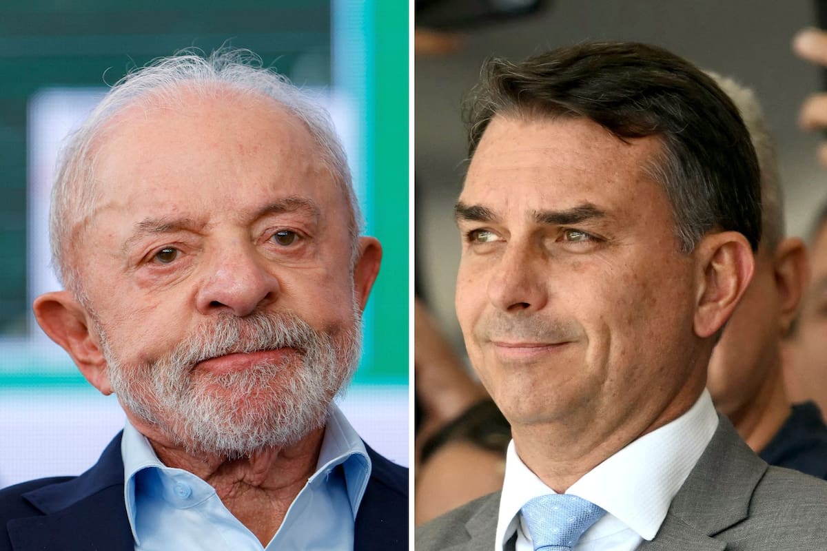 El mandatario brasileño Luiz Inácio Lula da Silva, junto al aspirante a la presidencia por el Partido Liberal, Flavio Bolsonaro