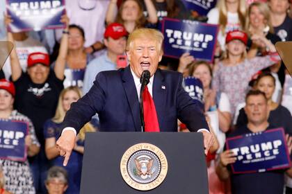 El mandatario republicano, anteanoche, durante un mitin en la ciudad de Greenville, Carolina del Norte
