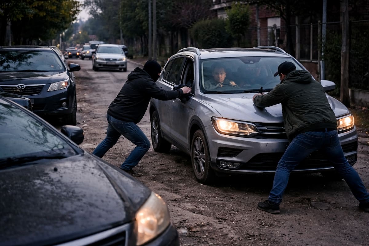 El manejo defensivo es una de las herramientas que cuentan los conductores para evitar el robo del vehículo (imagen generada con Inteligencia Artificial)