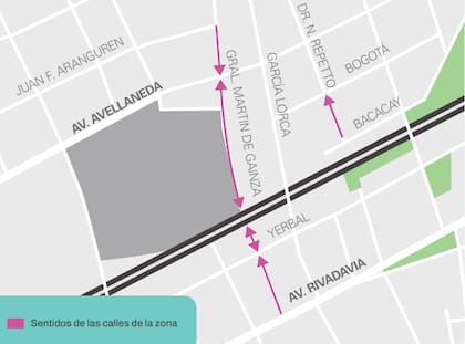El mapa con el cambio de sentidos de las calles de la zona