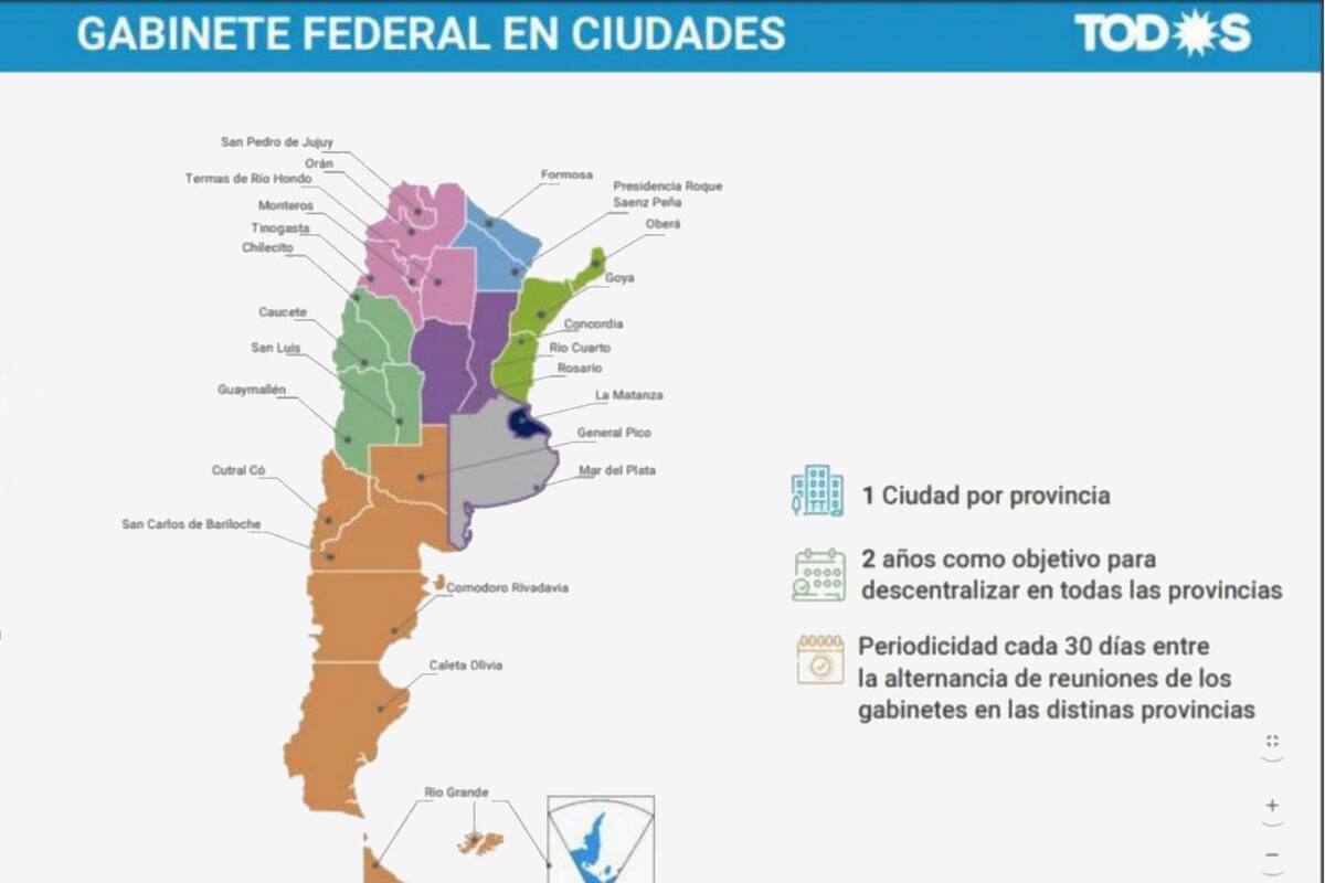 El mapa con el que se presentó el proyecto del gabinete federal fue objeto de críticas en las redes