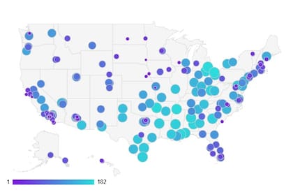 El mapa con las ciudades más felices de EE.UU., según WalletHub