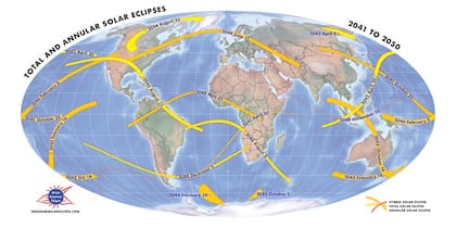 El mapa con los próximos eclipses de Sol que se verán en su totalidad en EE.UU.