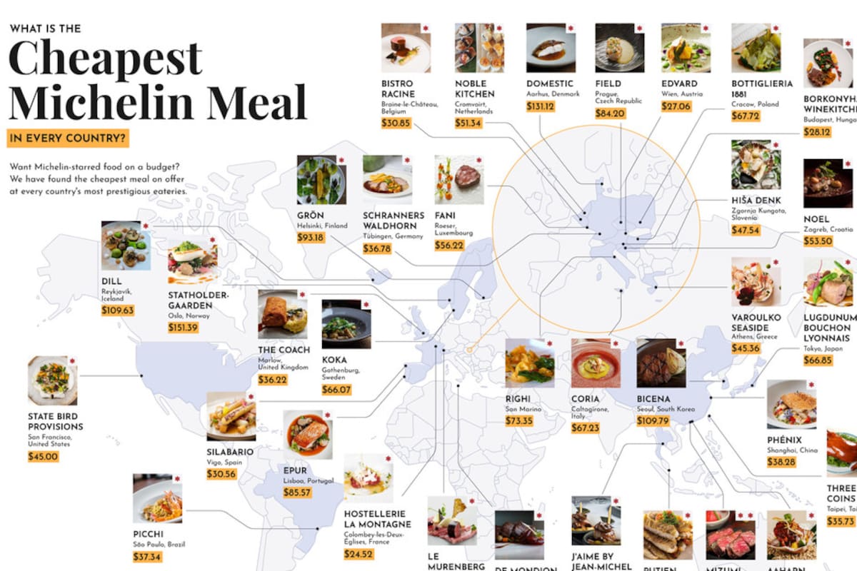 El mapa con los restaurantes más accesibles de la guía Michelin, desarrollado por Top Dollar