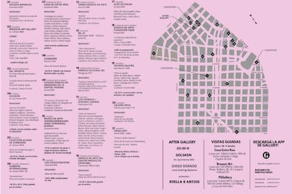 El mapa con todas las galerías del circuito Recoleta Retiro