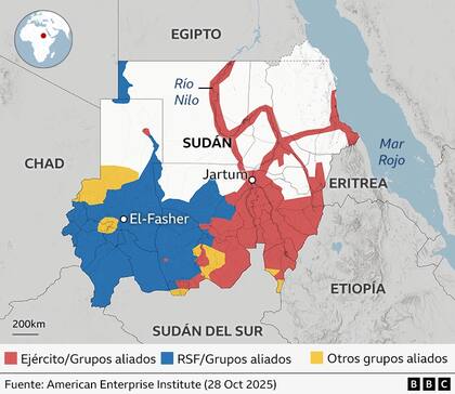El mapa de Sudán