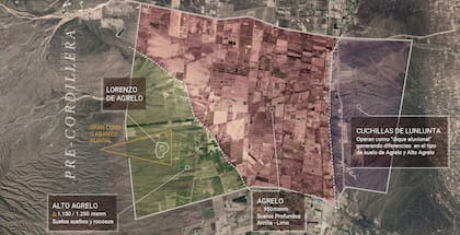 El mapa de Agrelo, corazón de Luján de Cuyo, con la ubicación precisa de la bodega Lorenzo de Agrelo