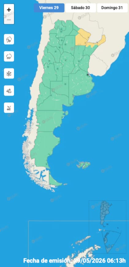 El mapa de alertas del SMN para este viernes