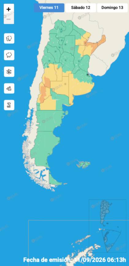 El mapa de alertas del SMN para este viernes