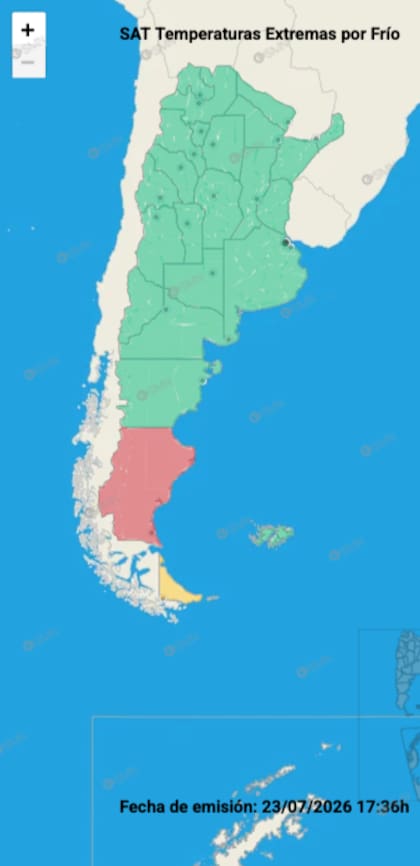 El mapa de alertas del SMN para este viernes