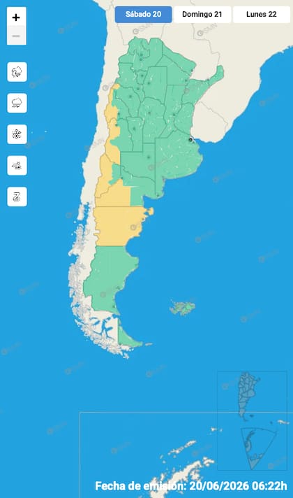El mapa de alertas del SMN para este sábado
